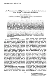 Late Pleistocene Glacial Equilibrium-Line Altitudes in the Colorado Front Range: a Comparison of Methods