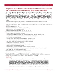 Prognostic Impact of Concurrent MYC and BCL6 Rearrangements and Expression in De Novo Diffuse Large B-Cell Lymphoma