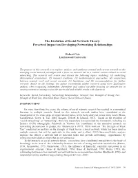 The Evolution of Social Network Theory: Perceived Impact on Developing Networking Relationships