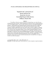 The Resolution of the Diamond Problem After 200 Years