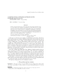 CONSTRUCTING INTEGER MATRICES with INTEGER EIGENVALUES CHRISTOPHER TOWSE,∗ Scripps College