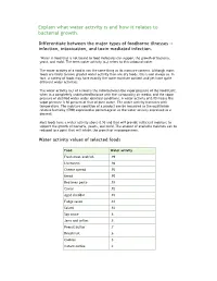 Explain What Water Activity Is and How It Relates to Bacterial Growth