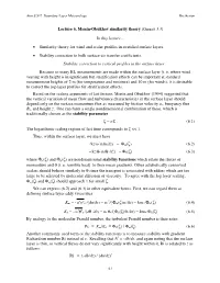 Lecture 6. Monin-Obukhov Similarity Theory (Garratt 3.3) in This Lecture