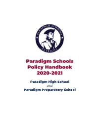 Paradigm Schools Policy Handbook 2020-2021