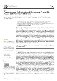Preparation and Carbonization of Glucose and Pyromellitic Dianhydride Crosslinked Polymers