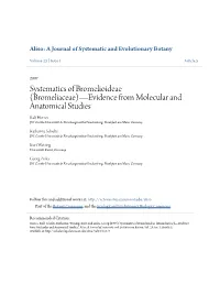Systematics of Bromelioideae (Bromeliaceae)—Evidence from Molecular and Anatomical Studies Ralf Horres J.W