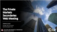 The Private Markets Secondaries Web Meeting