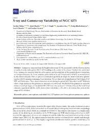 X-Ray and Gamma-Ray Variability of NGC 1275