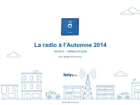 Bell Média Radio La Radio À L’Automne 2014 Numeris – Cahiers D’Écoute