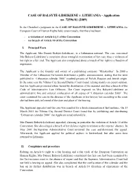 CASE of BALSYTĖ-LIDEIKIENĖ V. LITHUANIA - Application No