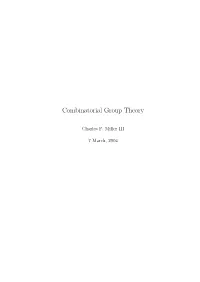 Combinatorial Group Theory