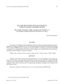 Ice Core Reconstruction of Antarctic Climate Change and Implications