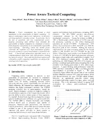 Power Aware Tactical Computing