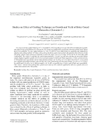 Studies on Effect of Grafting Technique on Growth and Yield of Bitter Gourd (Momordica Charantia L.)