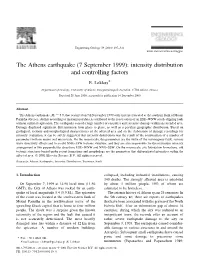 The Athens Earthquake (7 September 1999): Intensity Distribution and Controlling Factors
