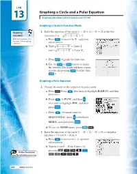 Graphing a Circle and a Polar Equation 13 Graphing Calculator Lab (Use with Lessons 91, 96)