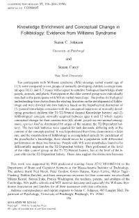 Knowledge Enrichment and Conceptual Change in Folkbiology: Evidence from Williams Syndrome