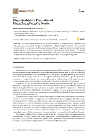 Magnetostrictive Properties of Mn0.70Zn0.24Fe2.06O4 Ferrite