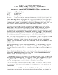 Market Manipulations UHC Elective Syllabus Fall 2015