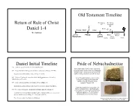 Return of Rule of Christ Daniel 1-4 Old Testament Timeline Daniel Initial