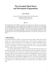 The Extended Mind Thesis and Mechanistic Explanations
