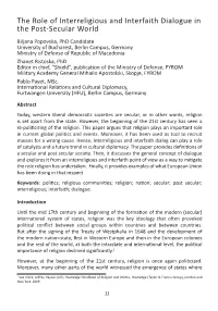 The Role of Interreligious and Interfaith Dialogue in the Post