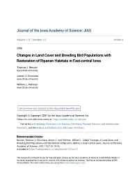 Changes in Land Cover and Breeding Bird Populations with Restoration of Riparian Habitats in East-Central Iowa