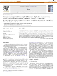 Complex Rearrangement Involving 9P Deletion and Duplication in a Syndromic Patient: Genotype/Phenotype Correlation and Review of the Literature
