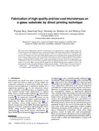 Fabrication of High Quality and Low Cost Microlenses on a Glass Substrate by Direct Printing Technique