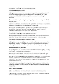 Introduction to Lighting - DIG Workshop 14 June 2019