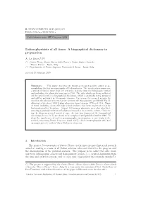 Italian Physicists of All Times: a Biographical Dictionary in Preparation