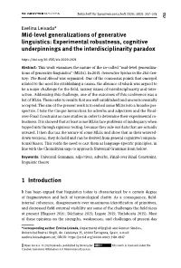 Mid-Level Generalizations of Generative Linguistics