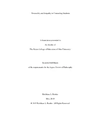 Personality and Empathy in Counseling Students a Dissertation