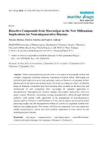 Bioactive Compounds from Macroalgae in the New Millennium: Implications for Neurodegenerative Diseases