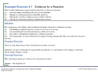 Example Exercise 8.1 Evidence for a Reaction