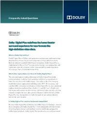 Frequently Asked Questions Dolby Digital Plus
