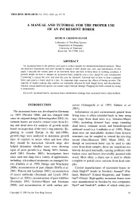 A Manual and Tutorial for the Proper Use of an Increment Borer