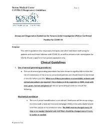 COVID-19 O2 and Bag Guidelines Updated 4 14