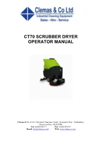 Ct70 Scrubber Dryer Operator Manual