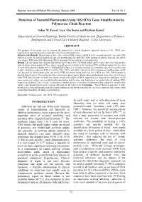 Detection of Neonatal Bacteremia Using 16S Rrna Gene Amplification by Polymerase Chain Reaction