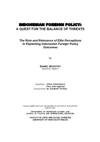 Indonesian Foreign Policy: a Quest for the Balance of Threats