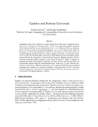Updates and Boolean Universals