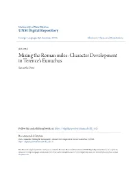 Character Development in Terence's Eunuchus Samantha Davis