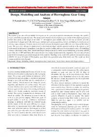 Design, Modelling and Analysis of Herringbone Gear Using Ansys D.Ramakrishna [1], Ch.V.S.Paramaeswararao [2], S