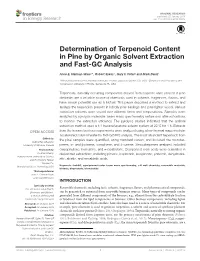 Determination of Terpenoid Content in Pine by Organic Solvent Extraction and Fast-Gc Analysis
