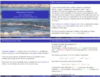 Elementary Functions More Zeroes of Polynomials the Rational Root Test
