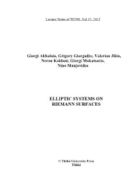 Elliptic Systems on Riemann Surfaces