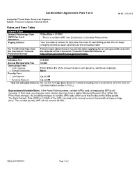 Cardmember Agreement: Part 1 of 2 Rates and Fees Table