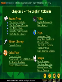 Chapter 2 – the English Colonies