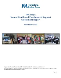 IMC Libya Mental Health and Psychosocial Support Assessment Report